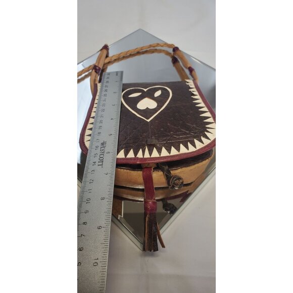 Vintage Handcrafted Leather Crossbody Purse Shoulder Bag - Picture 9 of 10
